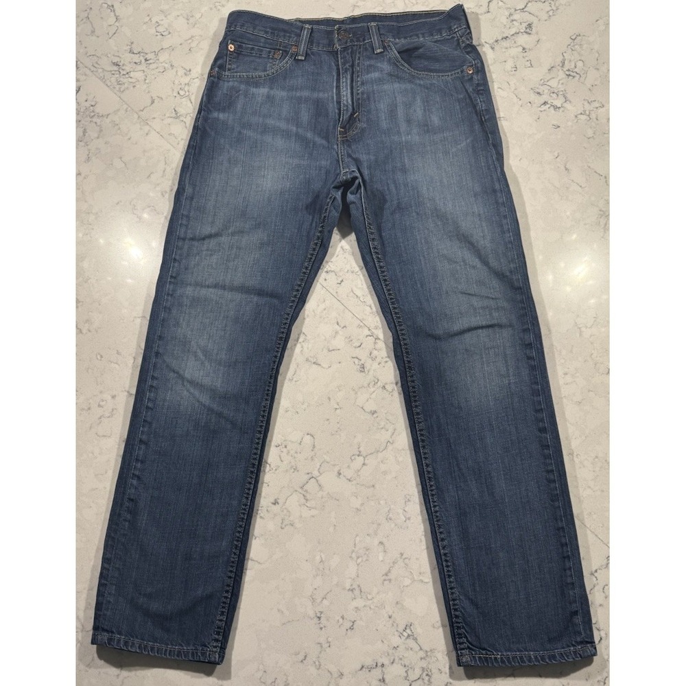 Levi's 505 Jeans Mens 32x32 Blue Medium Wash Regular Fit Straight Leg Stretch